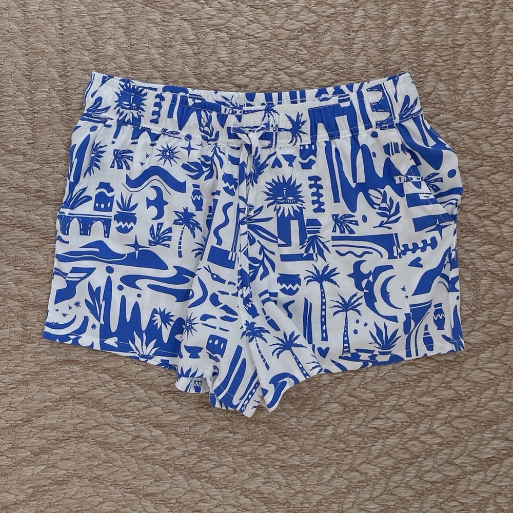 Etam Gianna Blue Pattern Mini Resort Shorts - Picture 2 of 4